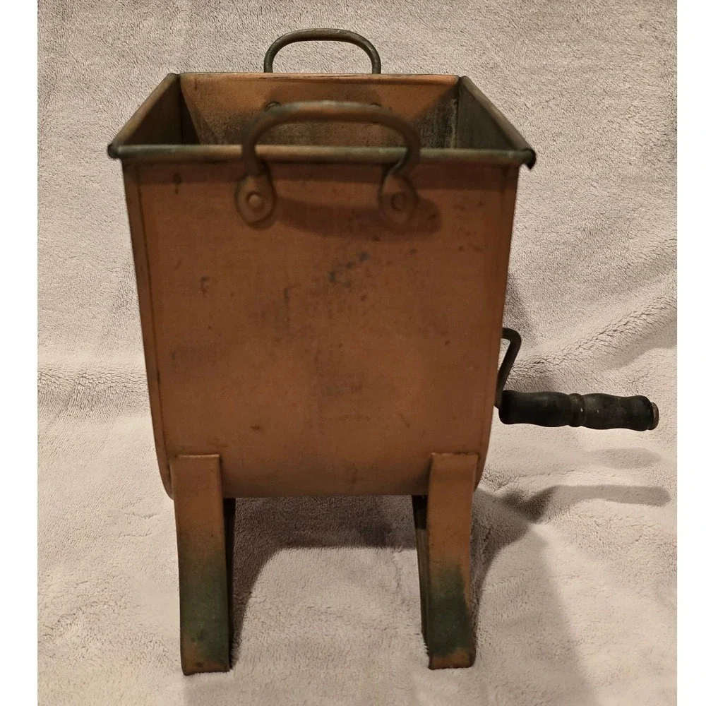 Antique Fries Metal Tin Butter Churn Batter Beater‎ Cream Whipper Mixer RARE